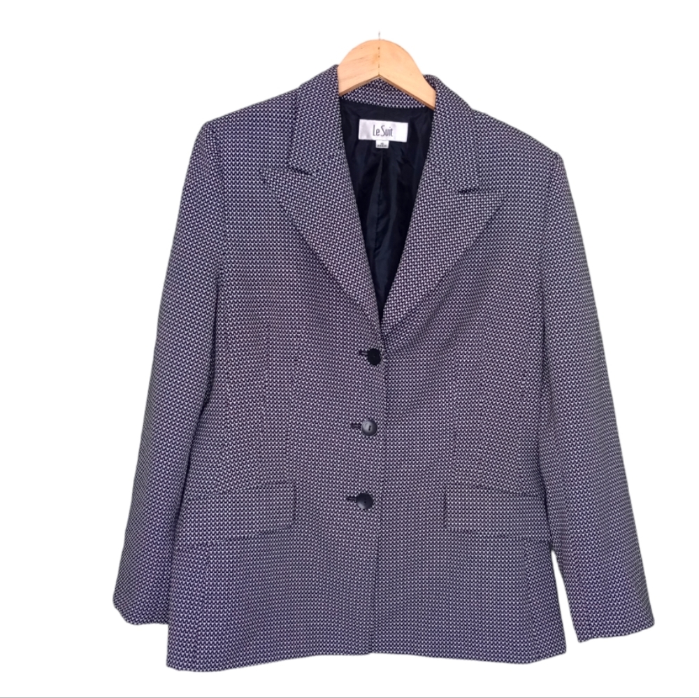 Le Suit Blazer Plus Size Black and White